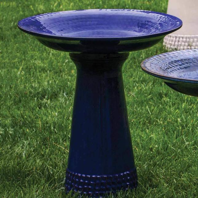 Tattersall glazed riviera blue bird bath