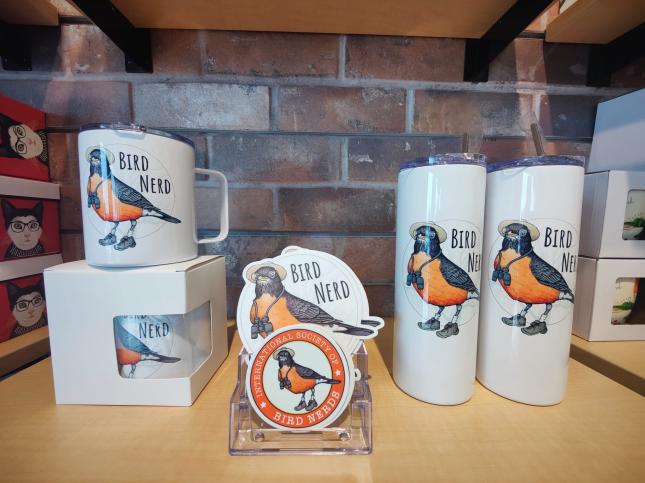 Bird Nerd Travel Mugs and Stickers