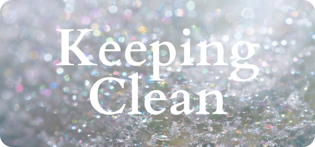 Soap Bubbles with Text "Keeping Clean"