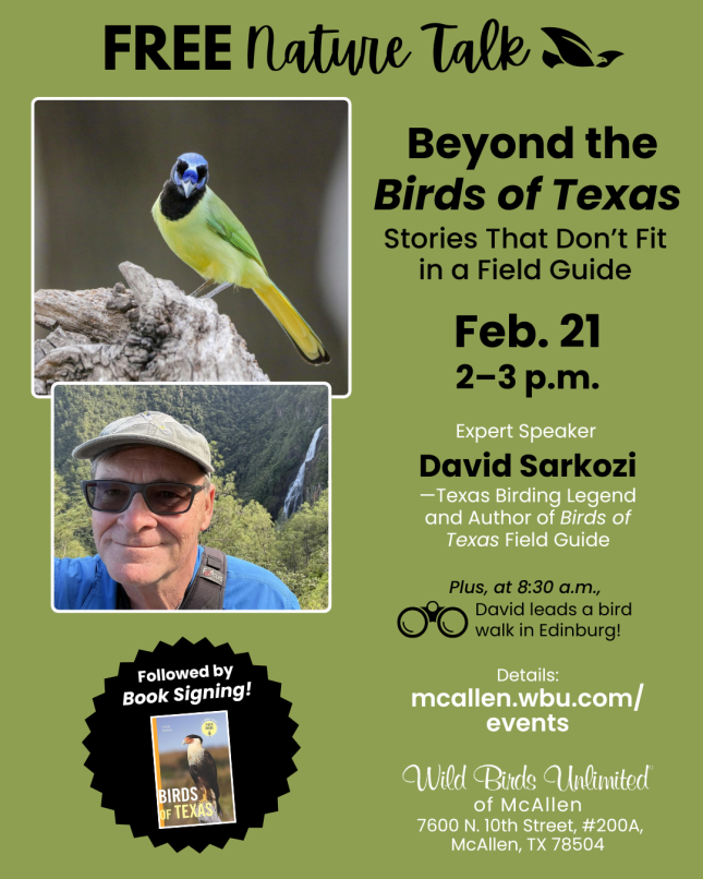 FREE Talk: "Beyond the Birds of Texas: Stories That Don't Fit in a Field Guide," February 21