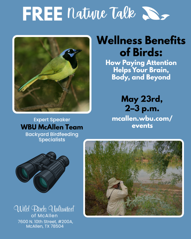 Free Talk: "Wellness Benefits of Birds: How Paying Attention Helps Your Brain, Body, and Beyond" | In-Store | 2–3 pm. | May 23