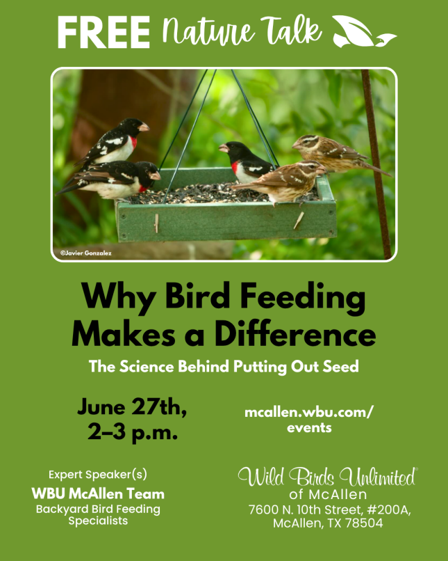 Free Talk: "Why Bird Feeding Makes a Difference: The Science Behind Putting Out Seed" | In-Store | 2&ndash;3 pm. June 27