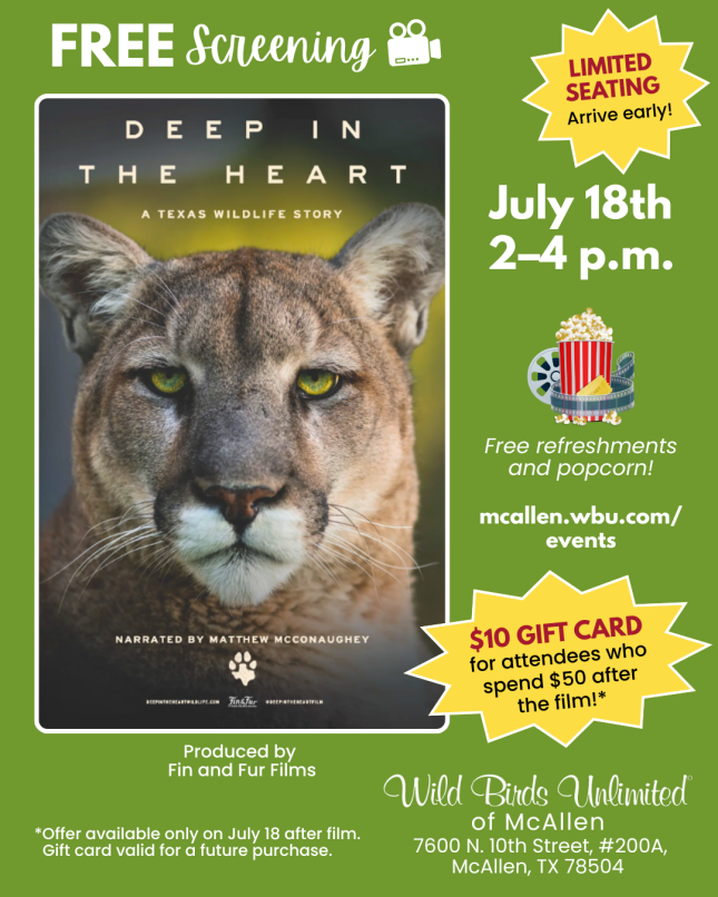 Free Talk: "Deep in the Heart: A Texas Wildlife Story" Narrated by Matthew McConaughey | In-Store | 2–4 p.m. July 18