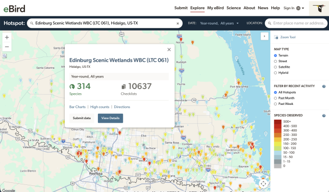 eBird Birding Hotpots Mapping Tooll