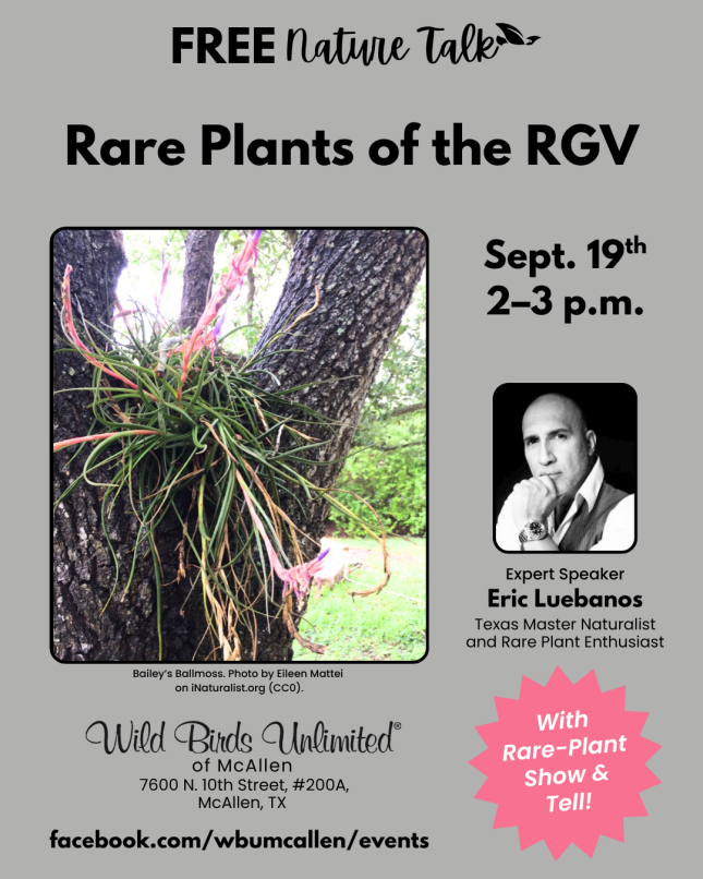 Free Talk: "Rare Plants of the RGV"  | In-Store | 2:00&ndash;3:00 p.m. 