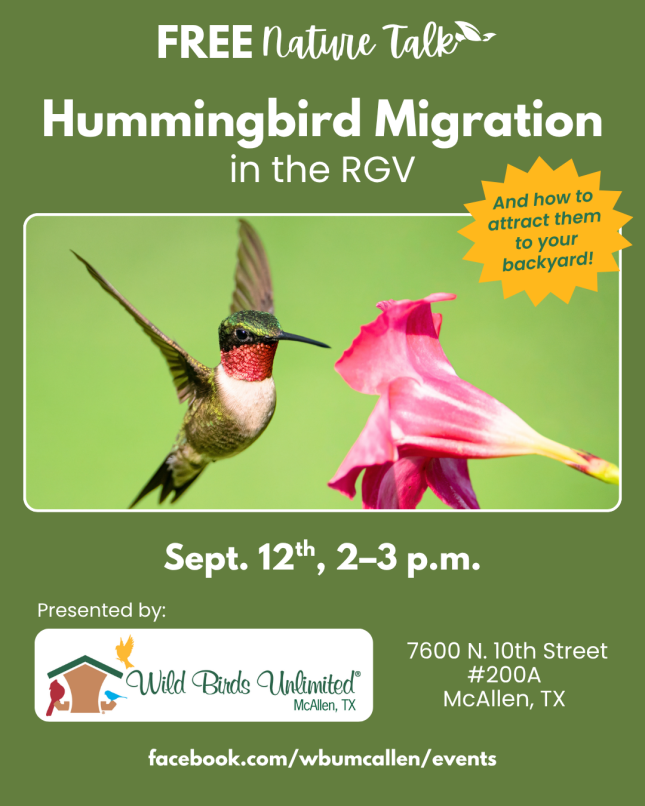 Free Talk: "Hummingbird Migration in the RGV"  | In-Store | 2:00&ndash;3:00 p.m. 