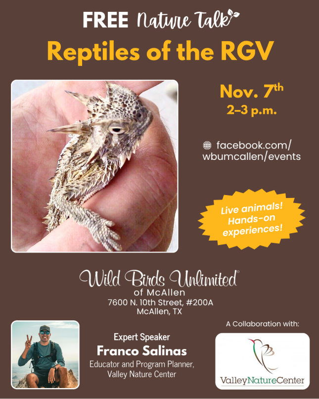 Free Talk: "Reptiles of the RGV"  | In-Store | 2:00&ndash;3:00 p.m. 